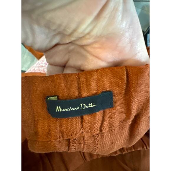 Massimo Dutti Pants Women's Size 8 Terracotta 100% Linen Wide Leg Pants - Picture 7 of 7